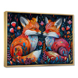 Orange green autumn Fox dreams meadow - Fox Large Canvas Wall Art