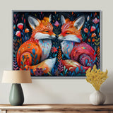 Orange green autumn Fox dreams meadow - Fox Large Canvas Wall Art