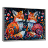 Orange green autumn Fox dreams meadow - Fox Large Canvas Wall Art