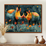 Yellow green Rhino wondering dreams - Rhino Wall Decor