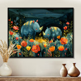Green orange summer Rhino wondering dreams - Rhino Wall Art Prints