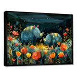 Green orange summer Rhino wondering dreams - Rhino Wall Art Prints