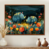 Green orange summer Rhino wondering dreams - Rhino Wall Art Prints
