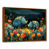 Green orange summer Rhino wondering dreams - Rhino Wall Art Prints