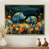 Green orange summer Rhino wondering dreams - Rhino Wall Art Prints