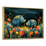 Green orange summer Rhino wondering dreams - Rhino Wall Art Prints