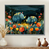 Green orange summer Rhino wondering dreams - Rhino Wall Art Prints