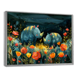Green orange summer Rhino wondering dreams - Rhino Wall Art Prints