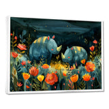 Green orange summer Rhino wondering dreams - Rhino Wall Art Prints