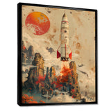 Orange Rocket in space I - Rocket Canvas Wall Art