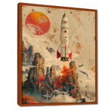 Orange Rocket in space I - Rocket Canvas Wall Art