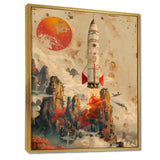 Orange Rocket in space I - Rocket Canvas Wall Art