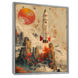 Orange Rocket in space I - Rocket Canvas Wall Art