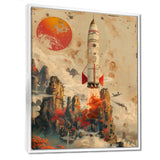 Orange Rocket in space I - Rocket Canvas Wall Art