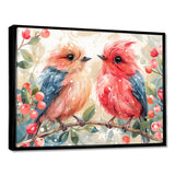 Pink Blue love birds on a branch - Bird Home Decor Art