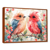 Pink Blue love birds on a branch - Bird Home Decor Art
