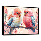 Pink blue parrots on a floral branch - Parrot Living Room Wall Art