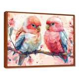 Pink blue parrots on a floral branch - Parrot Living Room Wall Art