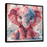 Pink blue baby elephant - Elephant Bedroom Wall Art