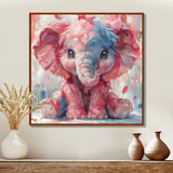 Pink blue baby elephant - Elephant Bedroom Wall Art