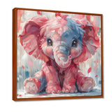 Pink blue baby elephant - Elephant Bedroom Wall Art