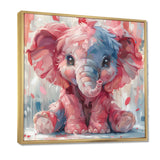 Pink blue baby elephant - Elephant Bedroom Wall Art