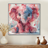 Pink blue baby elephant - Elephant Bedroom Wall Art