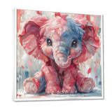 Pink blue baby elephant - Elephant Bedroom Wall Art