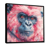 Pink blue gorilla portrait - Gorilla Canvas Wall Art