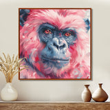Pink blue gorilla portrait - Gorilla Canvas Wall Art