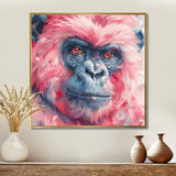 Pink blue gorilla portrait - Gorilla Canvas Wall Art