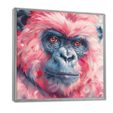 Pink blue gorilla portrait - Gorilla Canvas Wall Art