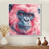 Pink blue gorilla portrait - Gorilla Canvas Wall Art