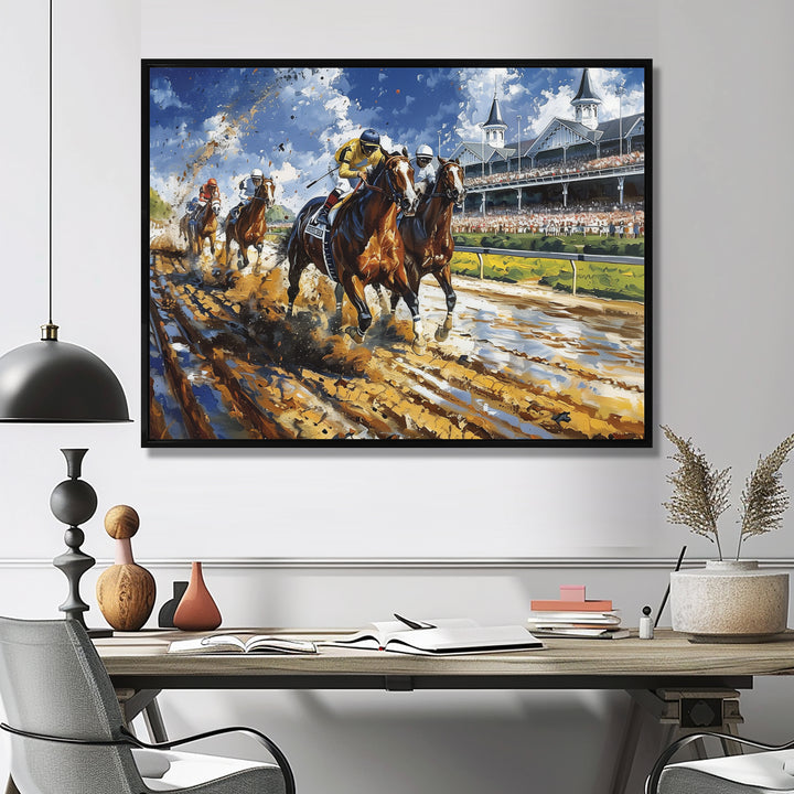 Horse Racing Track To Victory I - Horse Racing Canvas Wall Art