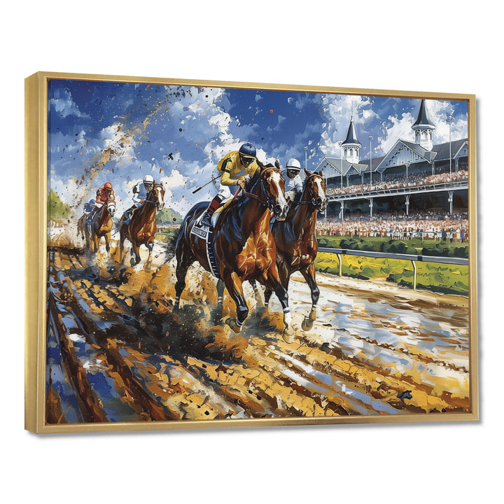 Horse Racing Track To Victory I - Horse Racing Canvas Wall Art