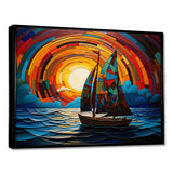 Colorful sunrise Sailing Boat on the ocean I - Boat Sailing Canvas Wall Art