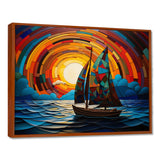 Colorful sunrise Sailing Boat on the ocean I - Boat Sailing Canvas Wall Art