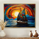 Colorful sunrise Sailing Boat on the ocean I - Boat Sailing Canvas Wall Art