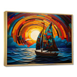 Colorful sunrise Sailing Boat on the ocean I - Boat Sailing Canvas Wall Art