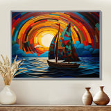 Colorful sunrise Sailing Boat on the ocean I - Boat Sailing Canvas Wall Art