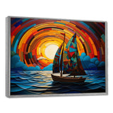 Colorful sunrise Sailing Boat on the ocean I - Boat Sailing Canvas Wall Art