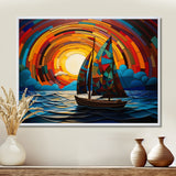 Colorful sunrise Sailing Boat on the ocean I - Boat Sailing Canvas Wall Art