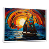 Colorful sunrise Sailing Boat on the ocean I - Boat Sailing Canvas Wall Art