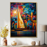 Colorful Sailing Boat at port I - Boat Sailing Canvas Wall Art