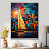 Colorful Sailing Boat at port I - Boat Sailing Canvas Wall Art