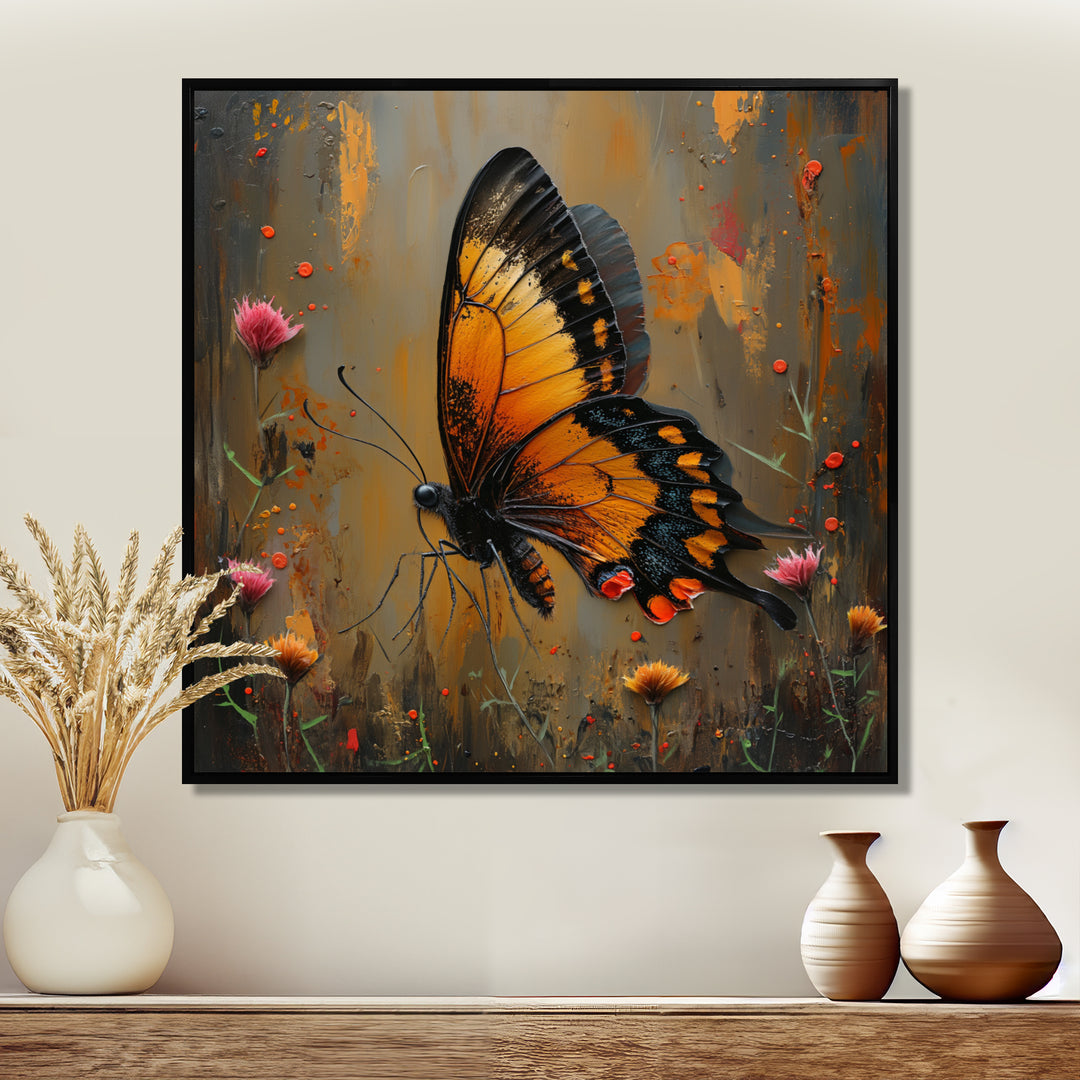 Vintage yellow and black Butterfly gardens - Yellow Butterfly Wall Art