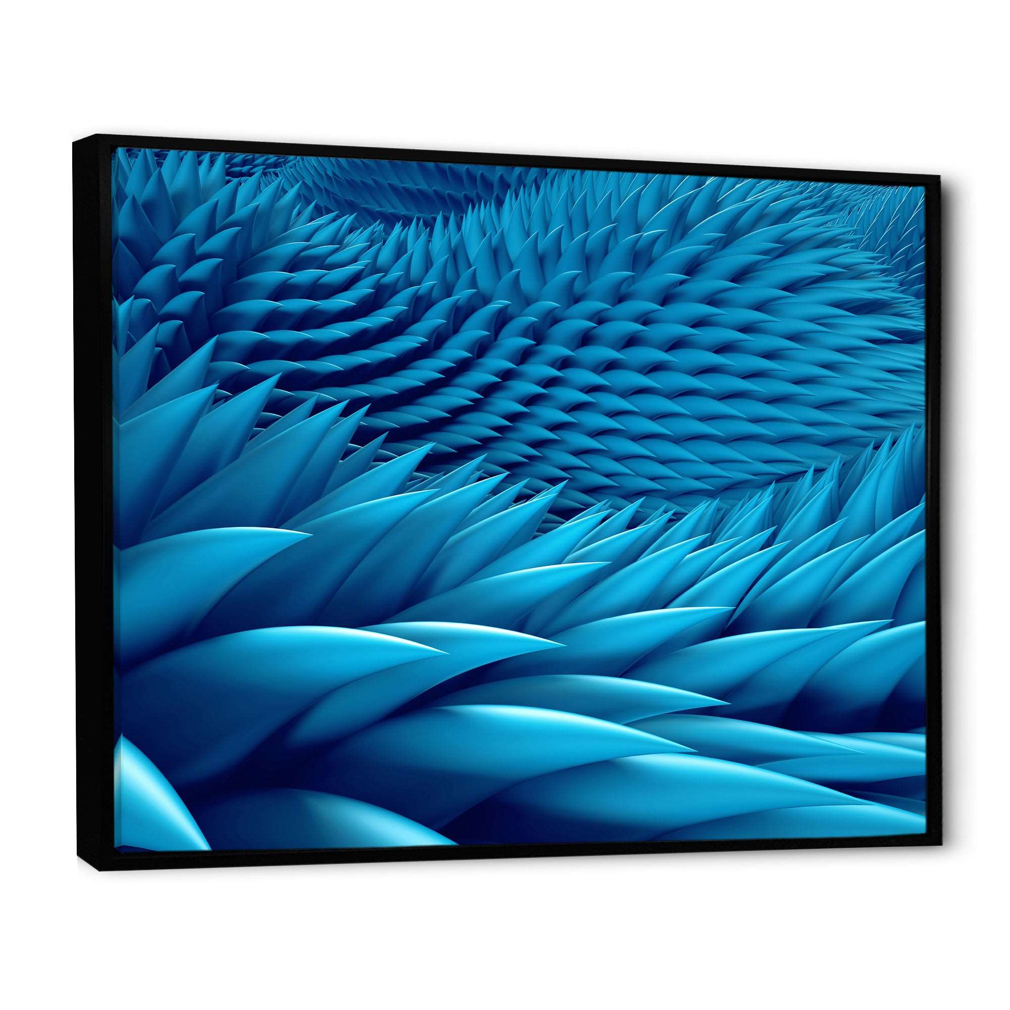 Abstract Blue Wavy Background Framed Canvas Vibrant Black - 1.5" Thick