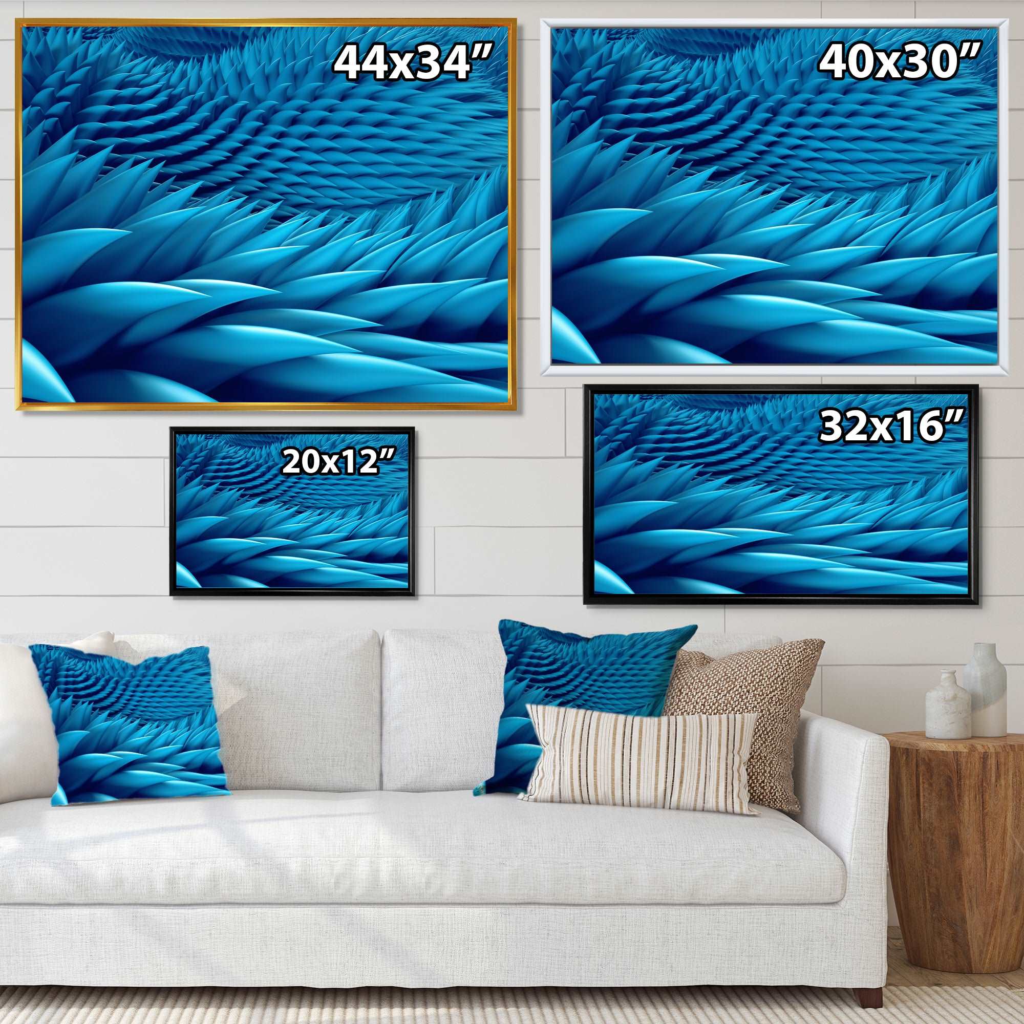 Abstract Blue Wavy Background Framed Print Matte White - 1.5" Width