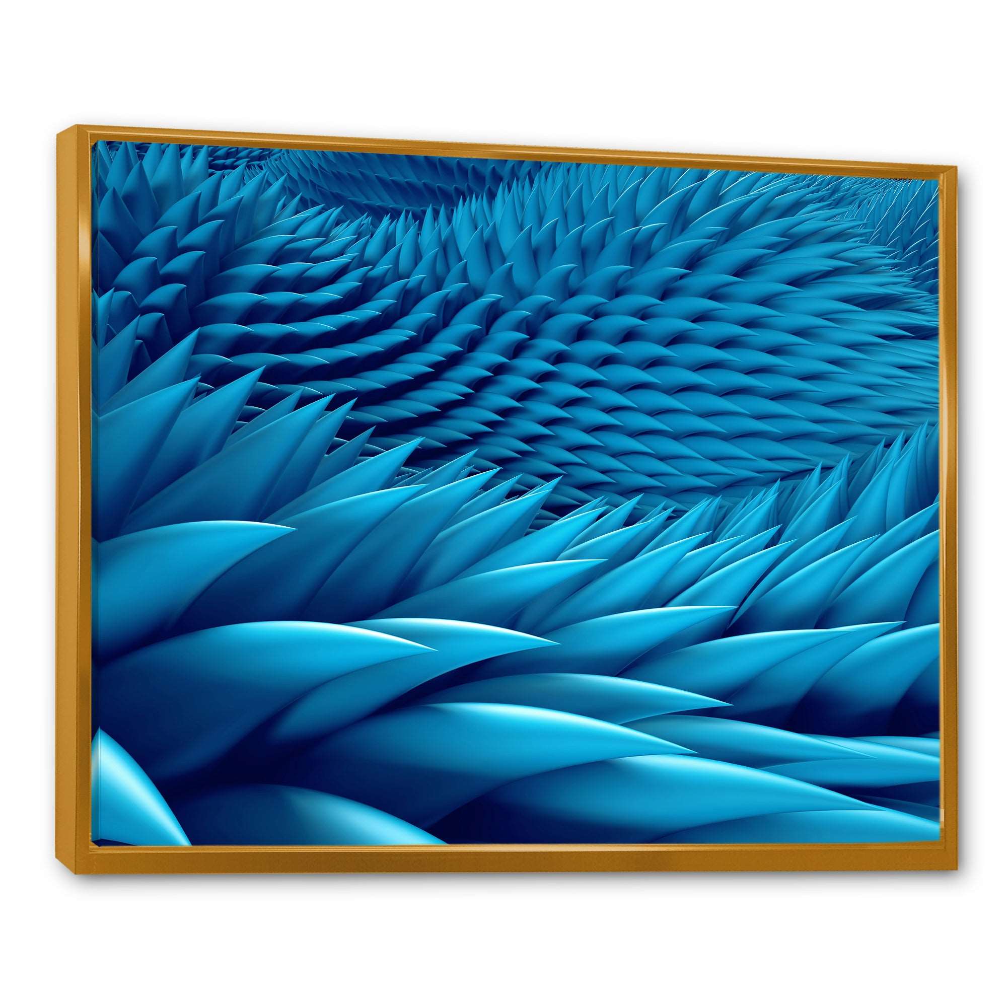 Abstract Blue Wavy Background Framed Canvas Vibrant Gold - 1.5" Thick