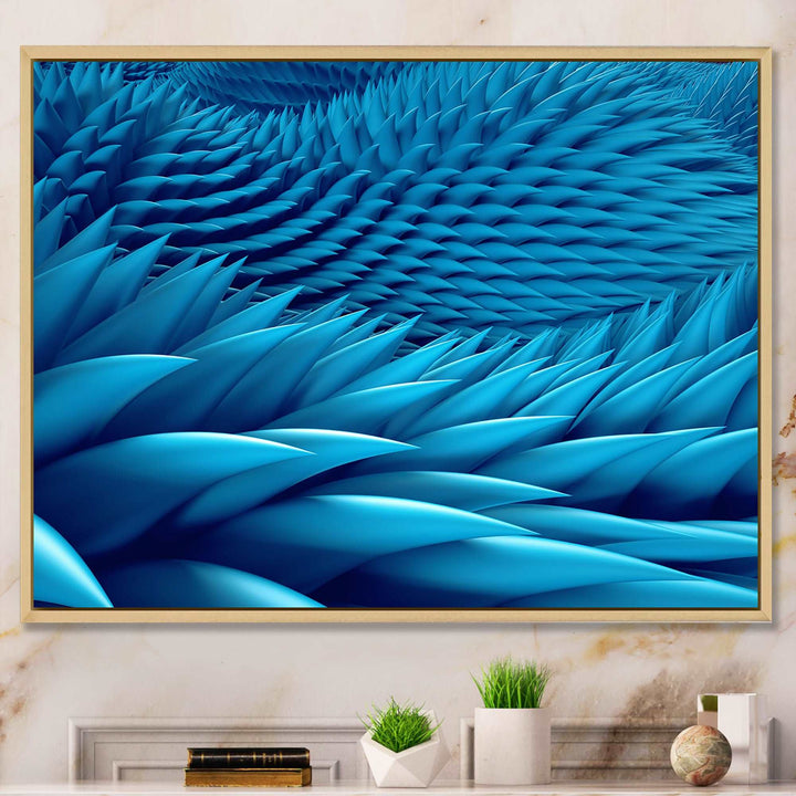 Abstract Blue Wavy Background Framed Canvas Matte White - 1.5" Thick